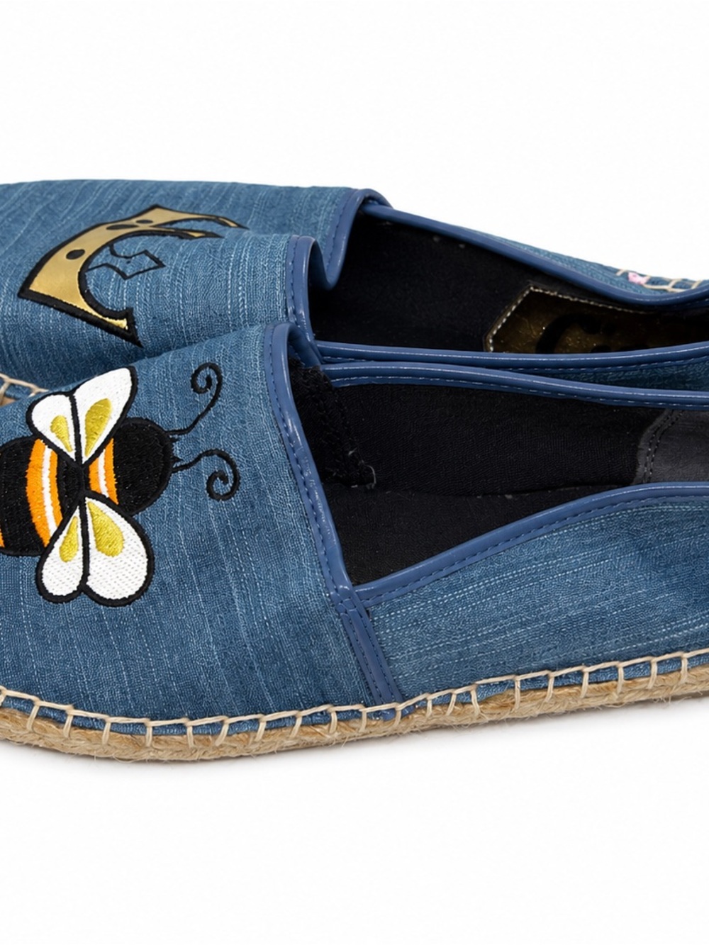 Circus by Sam Edelman Denim Slip-On Espadrilles with Bee & Crown Patches - Picture 2 of 6